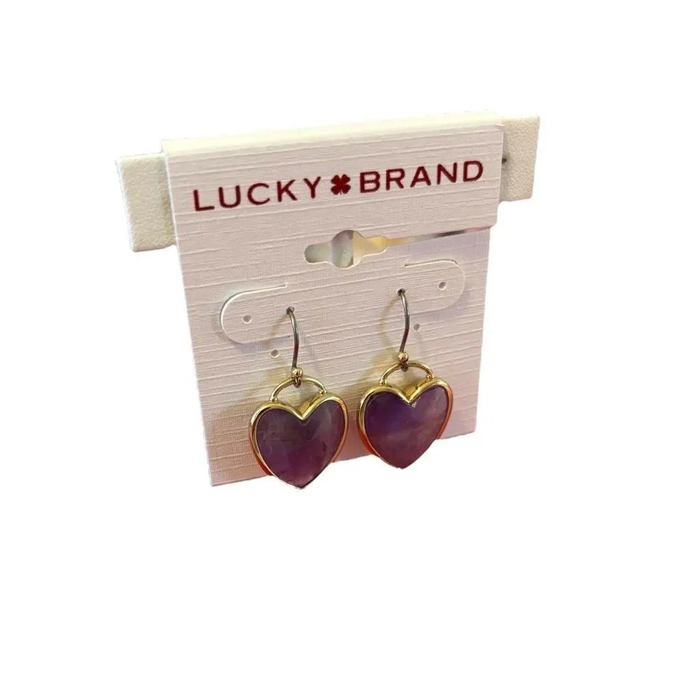 Beautiful Amethyst Colored Heart Drop Earrings